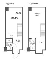 2 ккв (Евро) № 136 Корп.: 2 Уч. Fabrik , Секция 2  в ЖК Avant