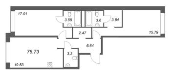 3 ккв (Евро) № 32 Корп.: 1 Уч. Klassic , Секция 1  в ЖК Avant
