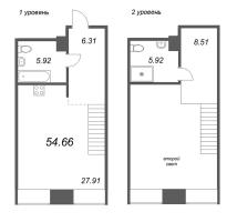 2 ккв (Евро) № 187 Корп.: 2 Уч. Fabrik , Секция 3  в ЖК Avant