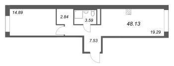 2 ккв (Евро) № 399 Корп.: 1 Уч. Klassic , Секция 8  в ЖК Avant