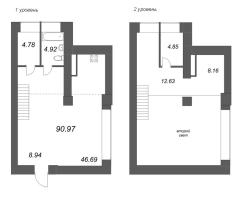 2 ккв (Евро) № 86 Корп.: 2 Уч. Fabrik , Секция 1  в ЖК Avant