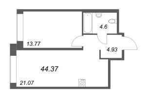 2 ккв (Евро) № 117 Корп.: 1 Уч. Klassic , Секция 2  в ЖК Avant