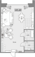 1 ккв № 272 Корп.: 2 Уч. Фабрик , Секция 5  в ЖК Avant