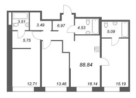 4 ккв (Евро) № 131 Корп.: 1 Уч. Klassic , Секция 3  в ЖК Avant
