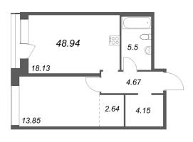 2 ккв (Евро) № 16 Корп.: 1 Уч. Klassic , Секция 1  в ЖК Avant