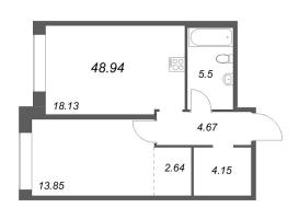 2 ккв (Евро) № 38 Корп.: 1 Уч. Klassic , Секция 1  в ЖК Avant