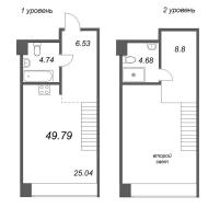 2 ккв (Евро) № 92 Корп.: 2 Уч. Fabrik , Секция 1  в ЖК Avant