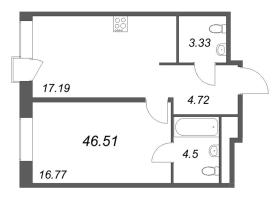 2 ккв (Евро) № 184 Корп.: 1 Уч. Klassic , Секция 4  в ЖК Avant