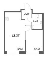 2 ккв (Евро) № 304 Корп.: 1 Уч. Klassic , Секция 6  в ЖК Avant