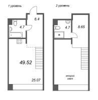 2 ккв (Евро) № 119 Корп.: 2 Уч. Фабрик , Секция 2  в ЖК Avant