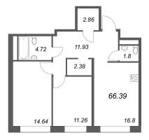 3 ккв (Евро) № 299 Корп.: 1 Уч. Klassic , Секция 6  в ЖК Avant