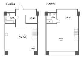 2 ккв (Евро) № 185 Корп.: 2 Уч. Fabrik , Секция 3  в ЖК Avant