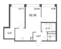 3 ккв (Евро) № 301 Корп.: 1 Уч. Klassic , Секция 6  в ЖК Avant