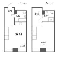 2 ккв (Евро) № 142 Корп.: 2 Уч. Fabrik , Секция 2  в ЖК Avant