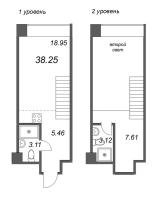 2 ккв (Евро) № 134 Корп.: 2 Уч. Фабрик , Секция 2  в ЖК Avant