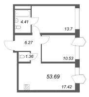 3 ккв (Евро) № 422 Корп.: 1 Уч. Klassic , Секция 8  в ЖК Avant