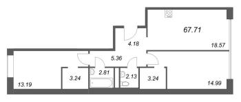 3 ккв (Евро) № 167 Корп.: 1 Уч. Классик , Секция 4  в ЖК Avant