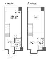 2 ккв (Евро) № 191 Корп.: 2 Уч. Fabrik , Секция 3  в ЖК Avant