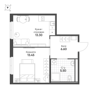 1 ккв № 577 Корп.: 3 , Секция 1  в ЖК Avenue Apart Pulkovo