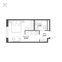 Студия № 346 Корп.: 2 , Секция 1  в ЖК Avenue Apart Pulkovo