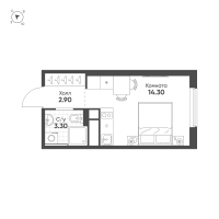 Студия № 272 Корп.: 2 , Секция 1  в ЖК Avenue Apart Pulkovo