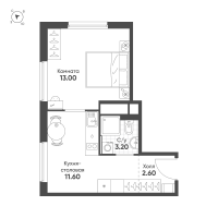 1 ккв № 284 Корп.: 2 , Секция 1  в ЖК Avenue Apart Pulkovo