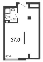 Студия № 901 Дом: 54 Корп.: 2 , Секция 1  в ЖК Avenue-Apart на Малом