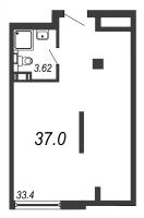 Студия № 1001 Дом: 54 Корп.: 2 , Секция 1  в ЖК Avenue-Apart на Малом