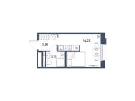 Студия № 423 Корп.: 2 , Секция 1  в ЖК Авеню-Апарт Пулково