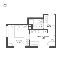 1 ккв № 494 Корп.: 3 , Секция 1  в ЖК Авеню-Апарт Пулково