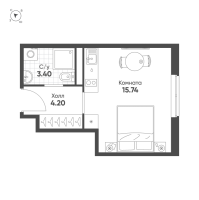 Студия № 258 Корп.: 2 , Секция 1  в ЖК Авеню-Апарт Пулково