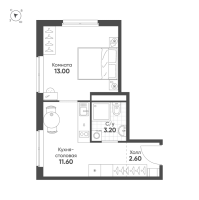 1 ккв № 268 Корп.: 2 , Секция 1  в ЖК Авеню-Апарт Пулково