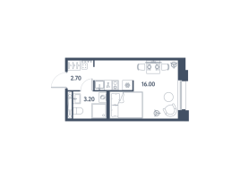 Студия № 571 Корп.: 3 , Секция 1  в ЖК Авеню-Апарт Пулково