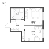 1 ккв № 257 Корп.: 2 , Секция 1  в ЖК Авеню-Апарт Пулково
