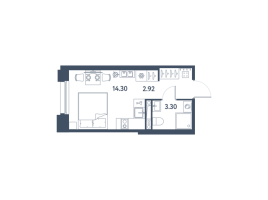 Студия № 751 Корп.: 4 , Секция 1  в ЖК Авеню-Апарт Пулково
