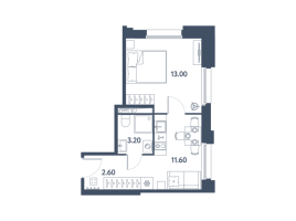 1 ккв № 396 Корп.: 2 , Секция 1  в ЖК Авеню-Апарт Пулково