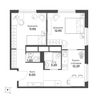 2 ккв № 131 Корп.: 1 , Секция 1  в ЖК Авеню-Апарт Пулково