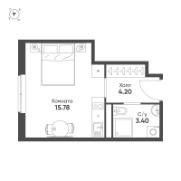 Студия № 752 Корп.: 4 , Секция 1  в ЖК Авеню-Апарт Пулково