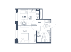 1 ккв № 545 Корп.: 3 , Секция 1  в ЖК Авеню-Апарт Пулково