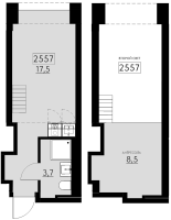2 ккв (Евро) № 2557 Корп.: 2 , Секция 1  в ЖК Авеню на Карповке