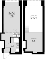 2 ккв (Евро) № 2404 Корп.: 2 , Секция 1  в ЖК Авеню на Карповке