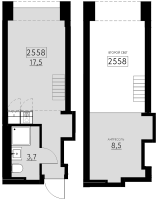 2 ккв (Евро) № 2558 Корп.: 2 , Секция 1  в ЖК Авеню на Карповке