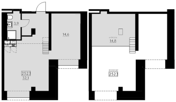 3 ккв (Евро) № 2523 Корп.: 2 , Секция 1  в ЖК Авеню на Карповке