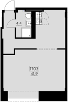 Студия № 1703 Корп.: 1 , Секция 1  в ЖК Авеню на Карповке