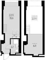 2 ккв (Евро) № 2211 Корп.: 2 , Секция 1  в ЖК Авеню на Карповке