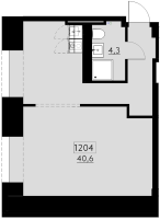 Студия № 1204 Корп.: 1 , Секция 1  в ЖК Авеню на Карповке