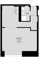 Студия № 1402 Корп.: 1 , Секция 1  в ЖК Авеню на Карповке