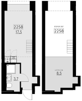 2 ккв (Евро) № 2258 Корп.: 2 , Секция 1  в ЖК Авеню на Карповке