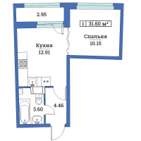 1 ккв № 125 Корп.: 7 , Секция 1  в ЖК Авиатор (Лидер Групп)