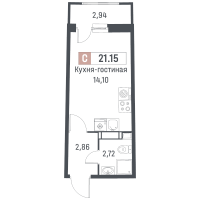 Студия № 1146 Корп.: 1 , Секция 4  в ЖК Авиатор
